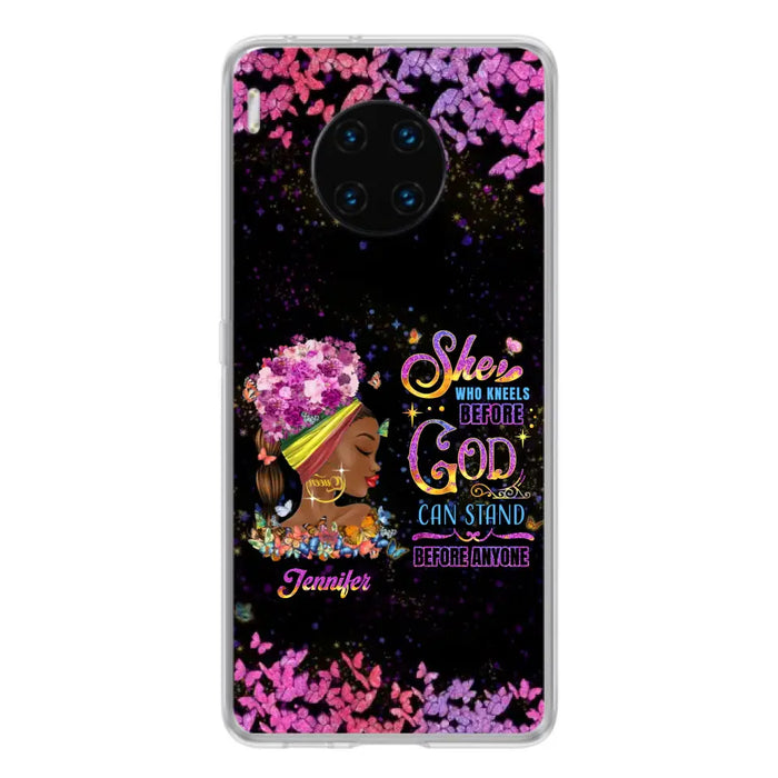 Custom Personalized Black Girl Phone Case - Gift Idea for Birthday/Friends - She Who Kneels Before God Can Stand Before Anyone - Case For Oppo/Xiaomi/Huawei