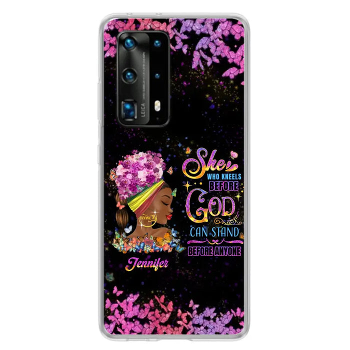 Custom Personalized Black Girl Phone Case - Gift Idea for Birthday/Friends - She Who Kneels Before God Can Stand Before Anyone - Case For Oppo/Xiaomi/Huawei