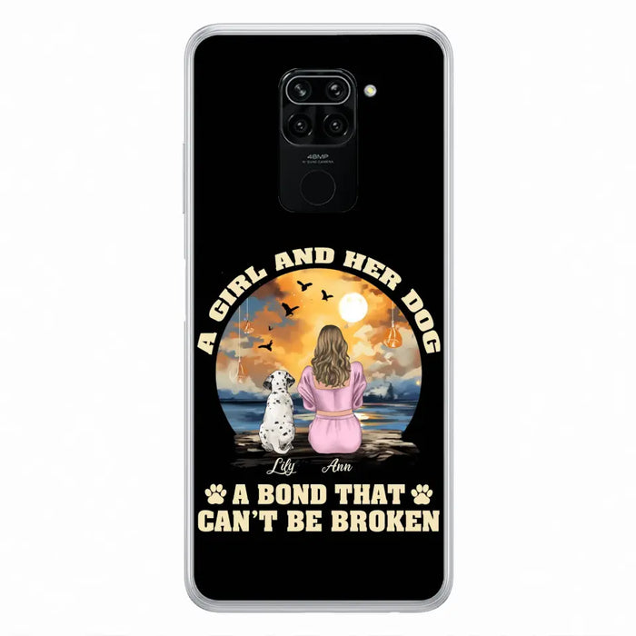 Custom Personalized Dog Mom Phone Case - Upto 4 Dogs - Gift Idea for Dog Owners - Case For Xiaomi/ Oppo/ Huawei - A Girl And Her Dog A Bond That Can't Be Broken