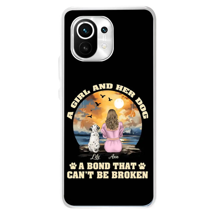 Custom Personalized Dog Mom Phone Case - Upto 4 Dogs - Gift Idea for Dog Owners - Case For Xiaomi/ Oppo/ Huawei - A Girl And Her Dog A Bond That Can't Be Broken