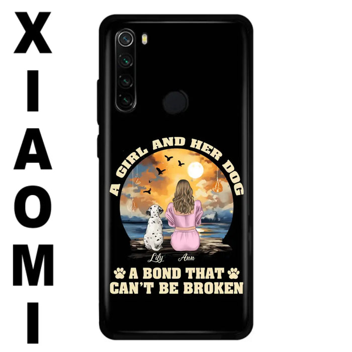 Custom Personalized Dog Mom Phone Case - Upto 4 Dogs - Gift Idea for Dog Owners - Case For Xiaomi/ Oppo/ Huawei - A Girl And Her Dog A Bond That Can't Be Broken