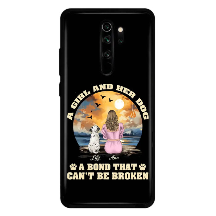 Custom Personalized Dog Mom Phone Case - Upto 4 Dogs - Gift Idea for Dog Owners - Case For Xiaomi/ Oppo/ Huawei - A Girl And Her Dog A Bond That Can't Be Broken