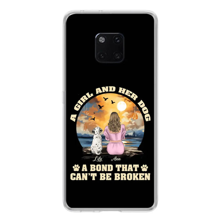 Custom Personalized Dog Mom Phone Case - Upto 4 Dogs - Gift Idea for Dog Owners - Case For Xiaomi/ Oppo/ Huawei - A Girl And Her Dog A Bond That Can't Be Broken