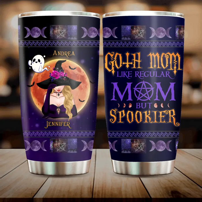 Custom Personalized Goth Mom Tumbler - Upto 5 Children - Halloween Gift Idea for Mom - Goth Mom Like Regular Mom But Spookier