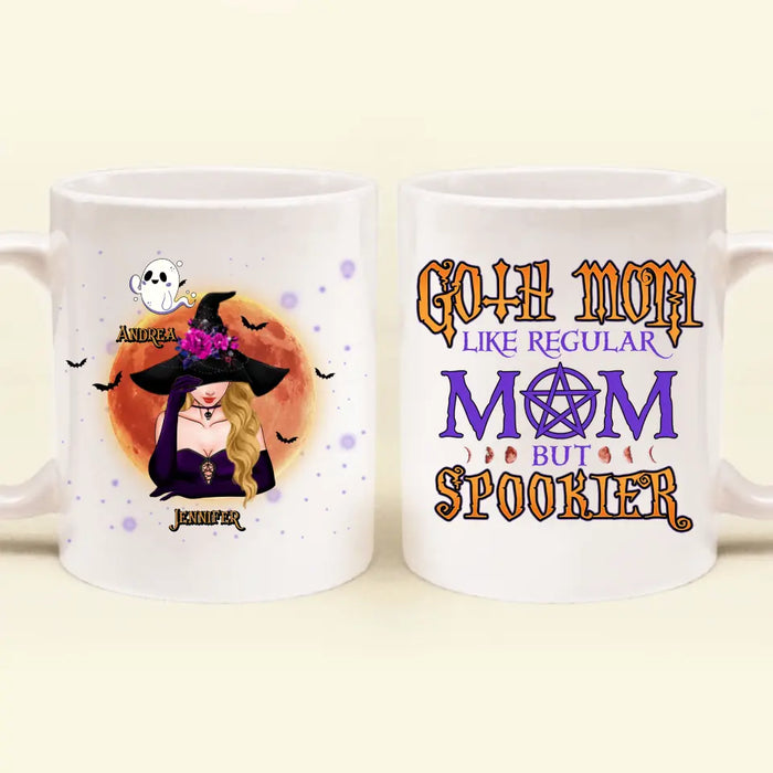 Custom Personalized Goth Mom Coffee Mug - Upto 5 Children - Halloween Gift Idea for Mom - Goth Mom Like Regular Mom But Spookier