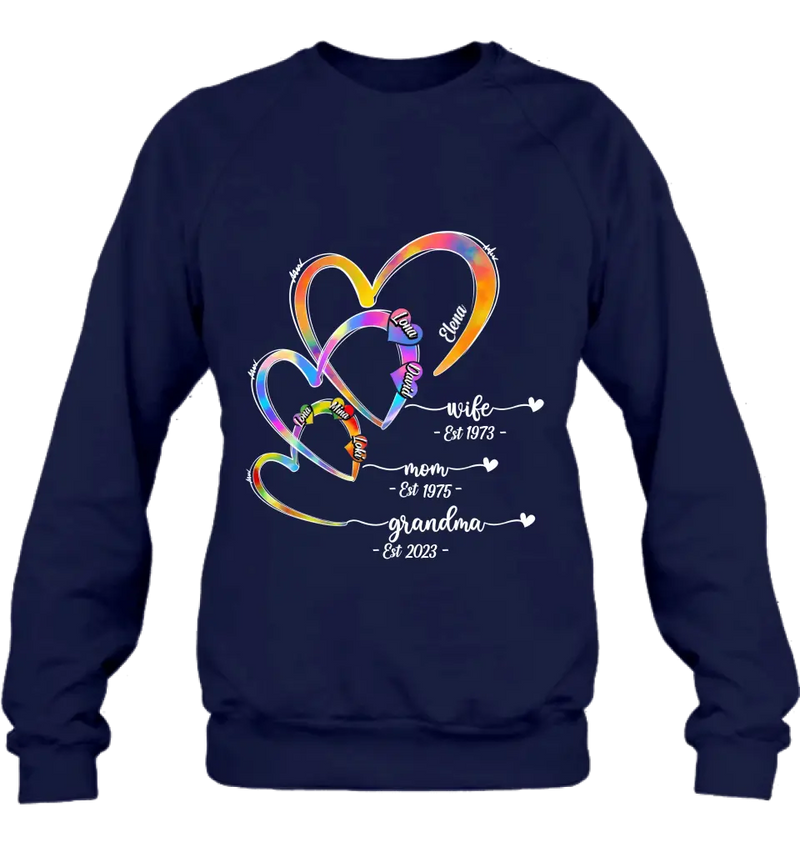 Personalized Mom Shirt/Hoodie - Gift Idea For Mom/Grandma - Up to 4 Children/5 Grandchildren