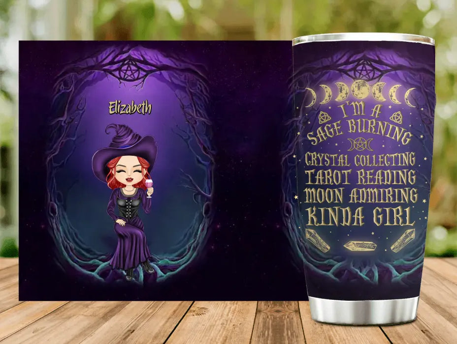 Custom Personalized Witch Tumbler - Halloween Gift Idea for Witch Lovers - I'm A Sage Burning Crystal Collecting