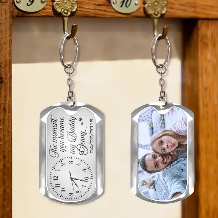 Custom Personalized Daddy Photo Aluminum Keychain - Father's Day Gift Idea - The Moment You Became My Daddy