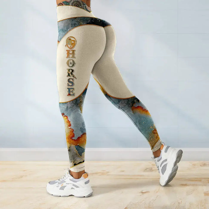 Personalized Horse Girl AOP Tank Top/Leggings - Up to 6 Horses - Gift Idea for Horse Lovers - And She Lived Happily Ever After