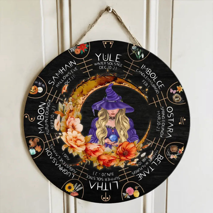 Custom Personalized Witch Circle Door Sign - Gift Idea For Halloween/Witch Lovers - Winter Solstice