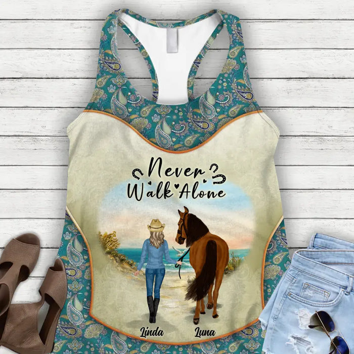 Personalized Horse Girl AOP Tank Top/Leggings - Up to 6 Horses - Gift Idea for Horse Lovers - Never Walk Alone