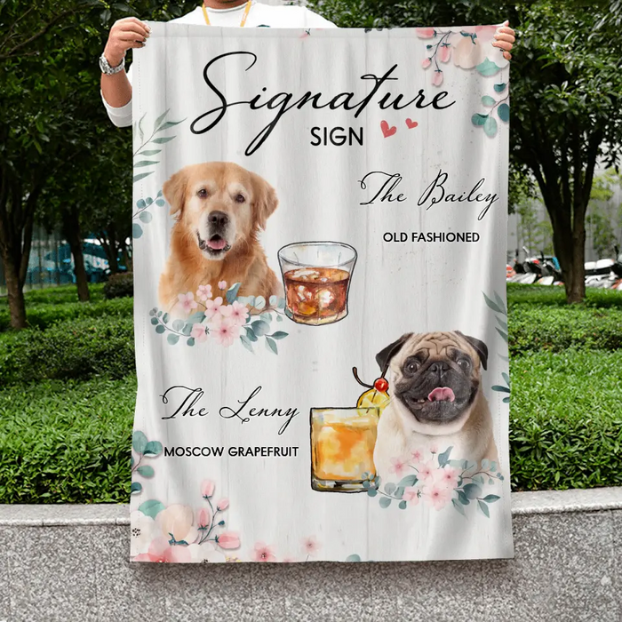 Custom Personalized Wedding Flag Sign - Upload Upto 3 Pet's Photo - Wedding Gift Idea For Couple/ Dog Lover - Signature Drink Sign