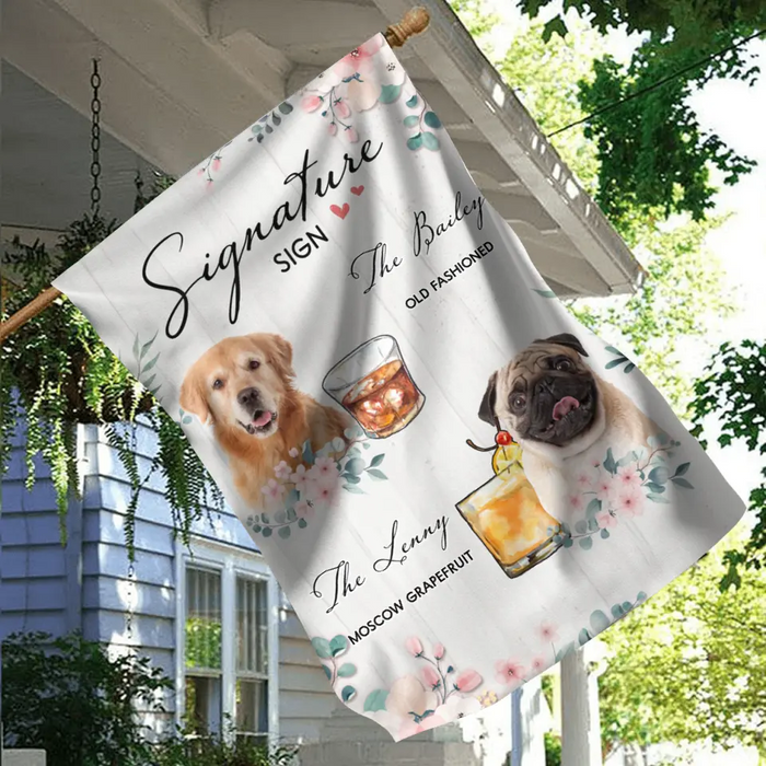 Custom Personalized Wedding Flag Sign - Upload Upto 3 Pet's Photo - Wedding Gift Idea For Couple/ Dog Lover - Signature Drink Sign