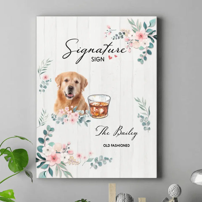 Custom Personalized Wedding Canvas - Upload Upto 3 Pet's Photo - Wedding Gift Idea For Couple/ Dog Lover - Signature Drink Sign