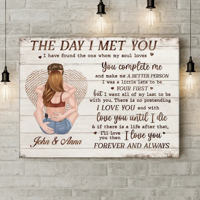 Custom Personalized Couple Horizontal Canvas - Gift Idea For Couple/Valentines Day - The Day I Met You I Have Found The One Whom My Soul Loves