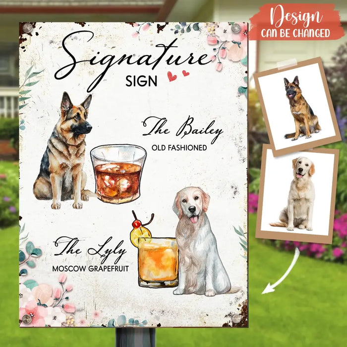 Personalized Wedding Metal Sign - Upload Upto 2 Pet's Photo - Wedding Gift Idea For Couple/ Dog Lover -  Signature Drink Sign