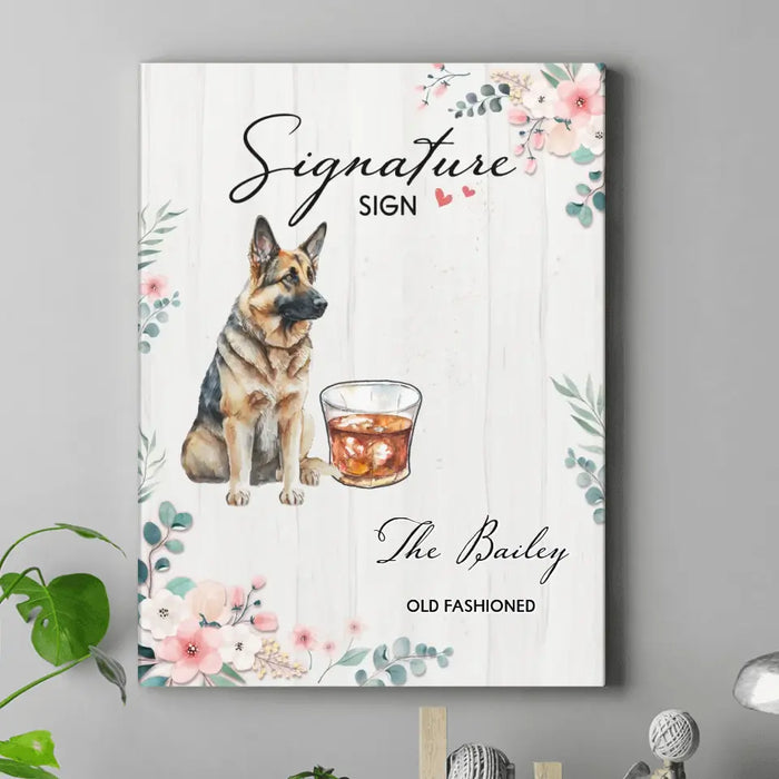 Personalized Wedding Canvas - Upload Up to 2 Pet's Photo - Wedding Gift Idea For Couple/Dog Lover - Signature Drink Sign