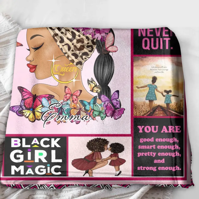 Custom Personalized Black Woman Singer Layer Fleece/Quilt Blanket- Gift Idea for Black Girl/Black Woman/Afro Black Girl - Child Of God