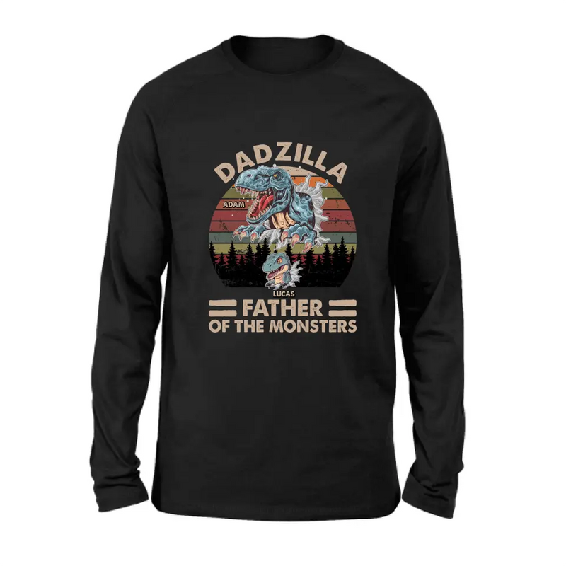 Personalized Father Dinosaur Shirt/Hoodie - Gift Idea For Dad/Father - Up to 5 Kids - Dadzilla Father Of The Monsters
