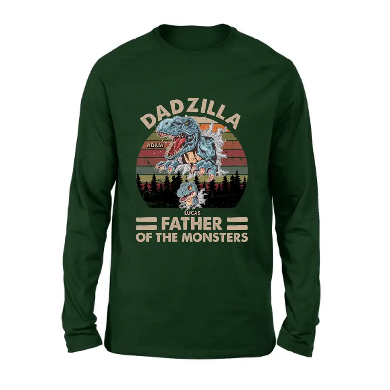 Personalized Father Dinosaur Shirt/Hoodie - Gift Idea For Dad/Father - Up to 5 Kids - Dadzilla Father Of The Monsters
