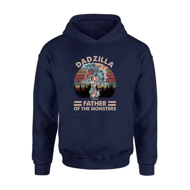 Personalized Father Dinosaur Shirt/Hoodie - Gift Idea For Dad/Father - Up to 5 Kids - Dadzilla Father Of The Monsters