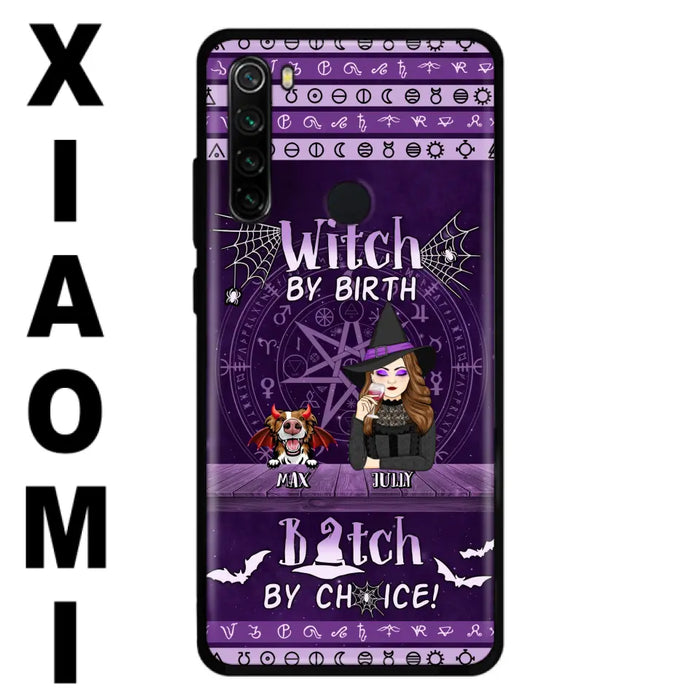 Custom Personalized Witch Phone Case - Halloween Gift Idea for Witch Lovers/Pet Lovers - Upto 3 Dogs/Cats - Witch By Birth Bitch By Choice - Case For Xiaomi/ Oppo/ Huawei