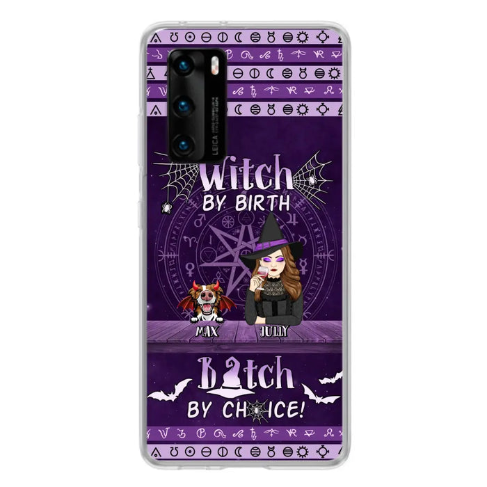 Custom Personalized Witch Phone Case - Halloween Gift Idea for Witch Lovers/Pet Lovers - Upto 3 Dogs/Cats - Witch By Birth Bitch By Choice - Case For Xiaomi/ Oppo/ Huawei