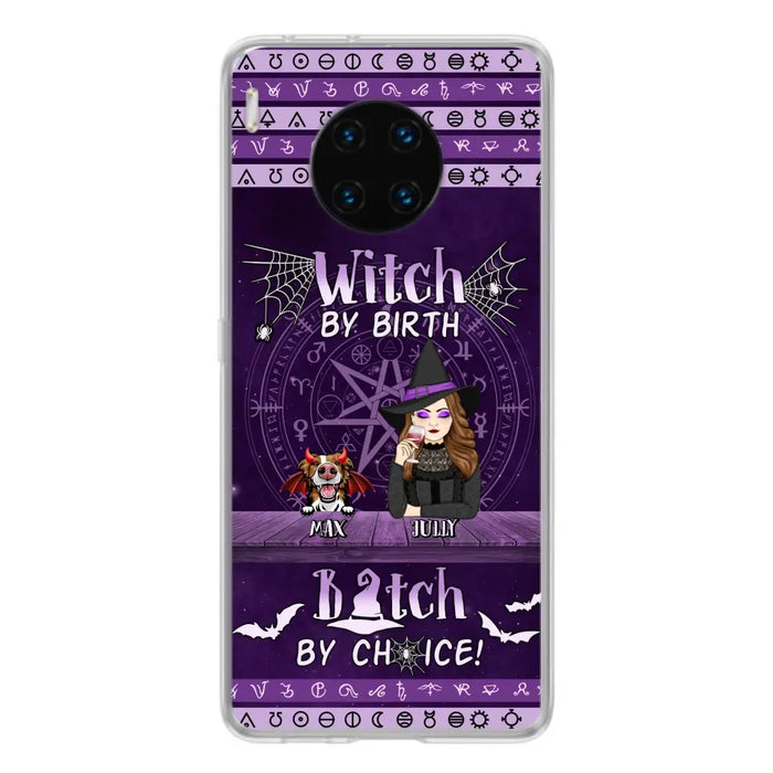 Custom Personalized Witch Phone Case - Halloween Gift Idea for Witch Lovers/Pet Lovers - Upto 3 Dogs/Cats - Witch By Birth Bitch By Choice - Case For Xiaomi/ Oppo/ Huawei