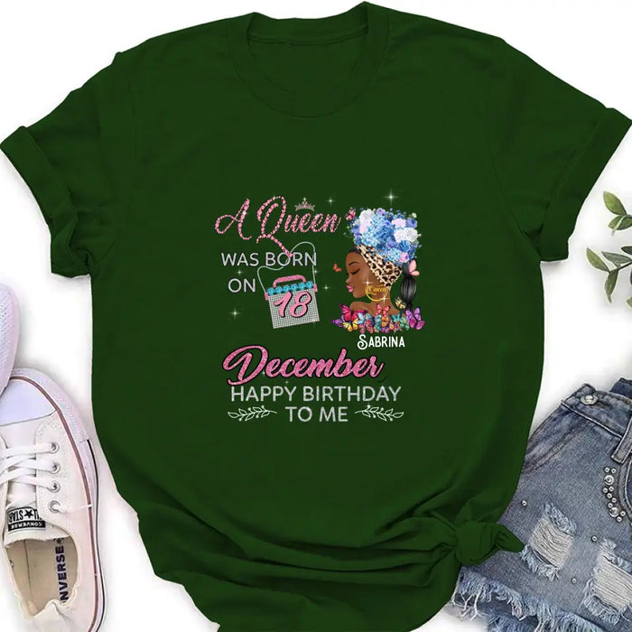 Personalized Birthday Black Girl Shirt/Hoodie - Gift Idea for Birthday/Friends - A Queen Was Born On 18th December Happy Birthday To Me