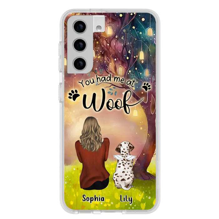 Custom Personalized Memorial Dog Mom Phone Case - Upto 3 Dogs - Memorial Gift Idea for Dog Lovers - You Had Me At Woof