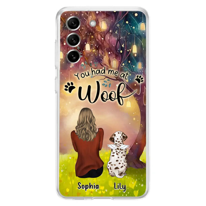 Custom Personalized Memorial Dog Mom Phone Case - Upto 3 Dogs - Memorial Gift Idea for Dog Lovers - You Had Me At Woof