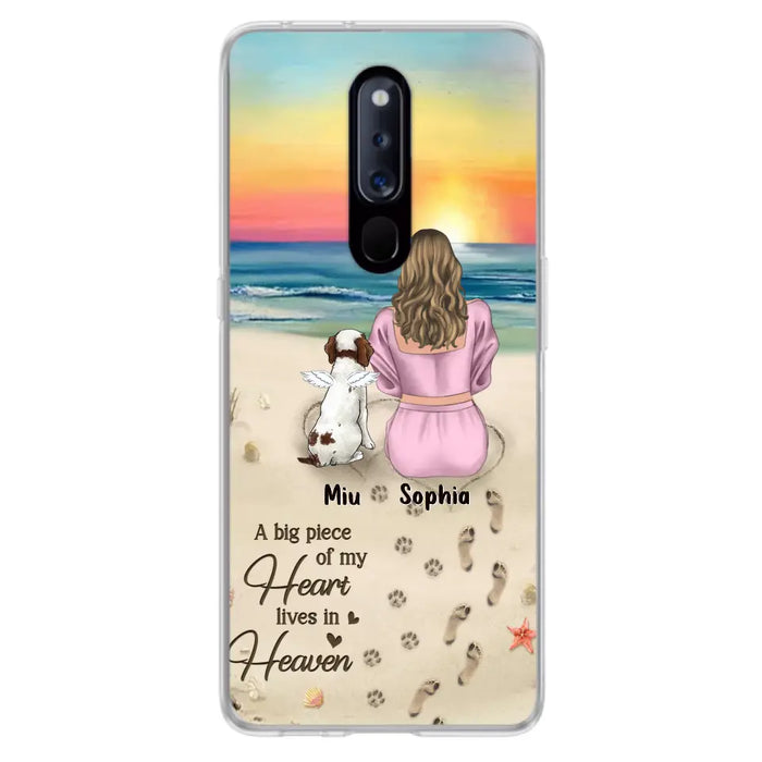 Custom Personalized Memorial Dog Mom Phone Case - Upto 3 Dogs - Memorial Gift Idea for Dog Owners - A Big Piece Of My Heart Lives In Heaven - Case for Oppo/Xiaomi/Huawei