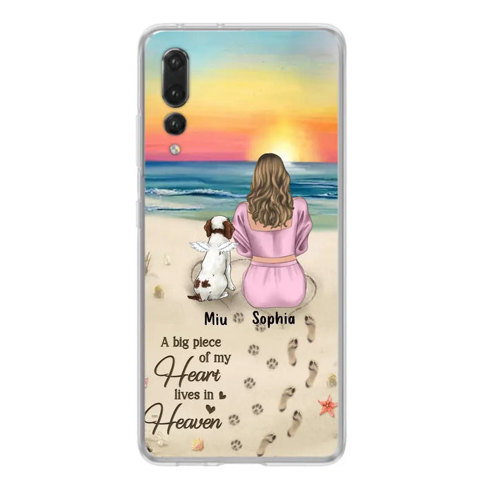 Custom Personalized Memorial Dog Mom Phone Case - Upto 3 Dogs - Memorial Gift Idea for Dog Owners - A Big Piece Of My Heart Lives In Heaven - Case for Oppo/Xiaomi/Huawei