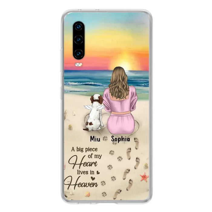 Custom Personalized Memorial Dog Mom Phone Case - Upto 3 Dogs - Memorial Gift Idea for Dog Owners - A Big Piece Of My Heart Lives In Heaven - Case for Oppo/Xiaomi/Huawei