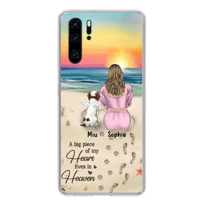 Custom Personalized Memorial Dog Mom Phone Case - Upto 3 Dogs - Memorial Gift Idea for Dog Owners - A Big Piece Of My Heart Lives In Heaven - Case for Oppo/Xiaomi/Huawei