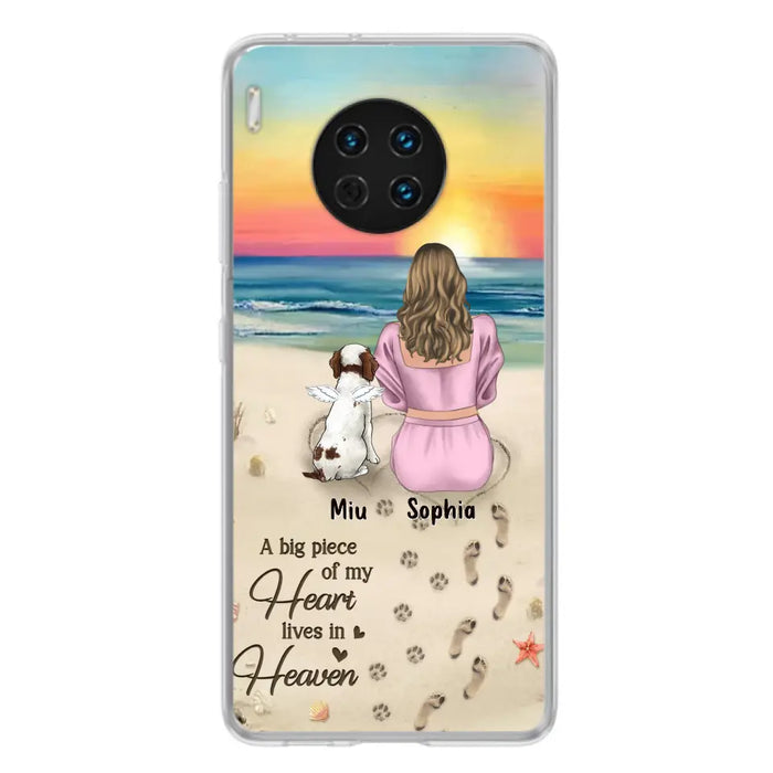 Custom Personalized Memorial Dog Mom Phone Case - Upto 3 Dogs - Memorial Gift Idea for Dog Owners - A Big Piece Of My Heart Lives In Heaven - Case for Oppo/Xiaomi/Huawei