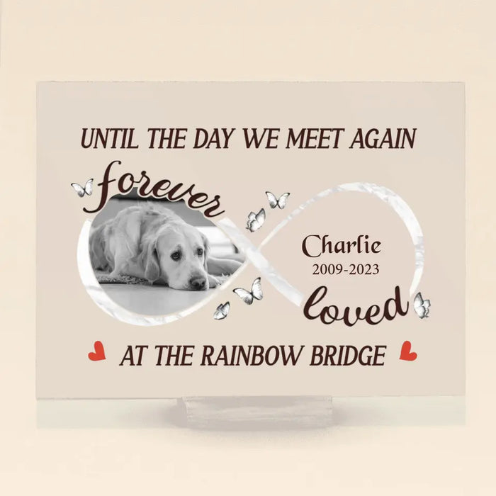 Custom Personalized Memorial Acrylic Plaque - Upload Photo - Memorial Gift Idea for Dog Lover - Until The Day We Meet Again At The Rainbow Bridge