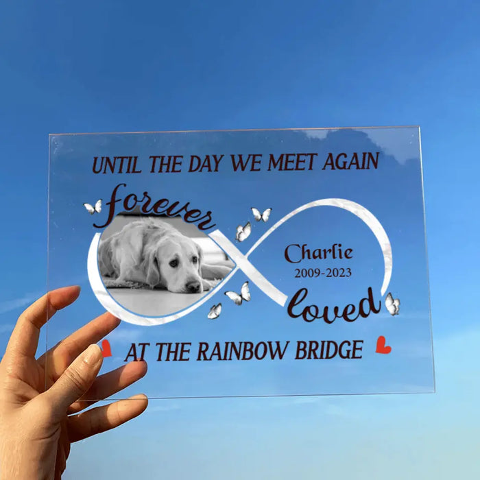 Custom Personalized Memorial Acrylic Plaque - Upload Photo - Memorial Gift Idea for Dog Lover - Until The Day We Meet Again At The Rainbow Bridge