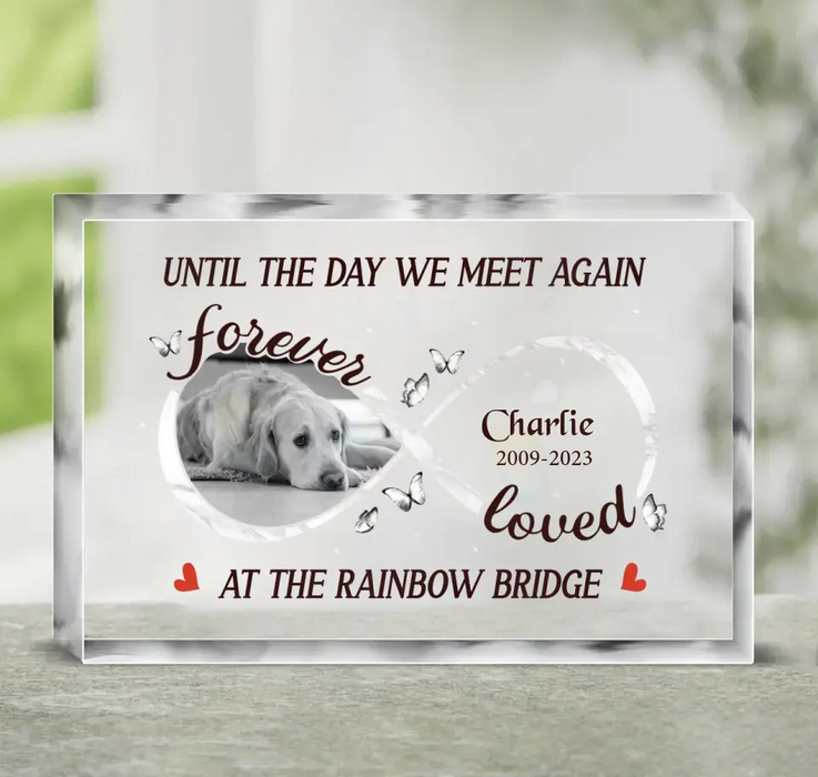 Custom Personalized Memorial Acrylic Plaque - Upload Photo - Memorial Gift Idea For Dog Owners - Until The Day We Meet Again At The Rainbow Bridge