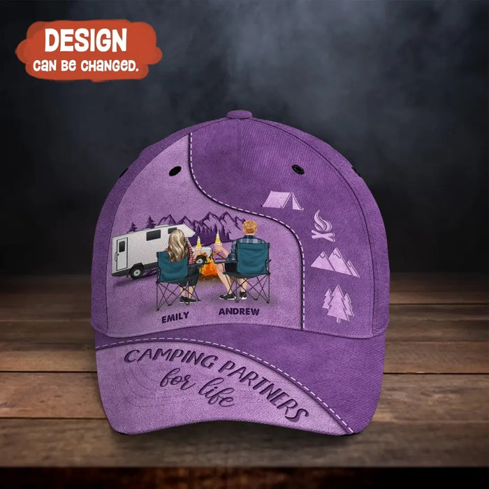 Custom Personalized Camping Couple Cap - Gift Idea for Camping Lover - Camping Partners For Life