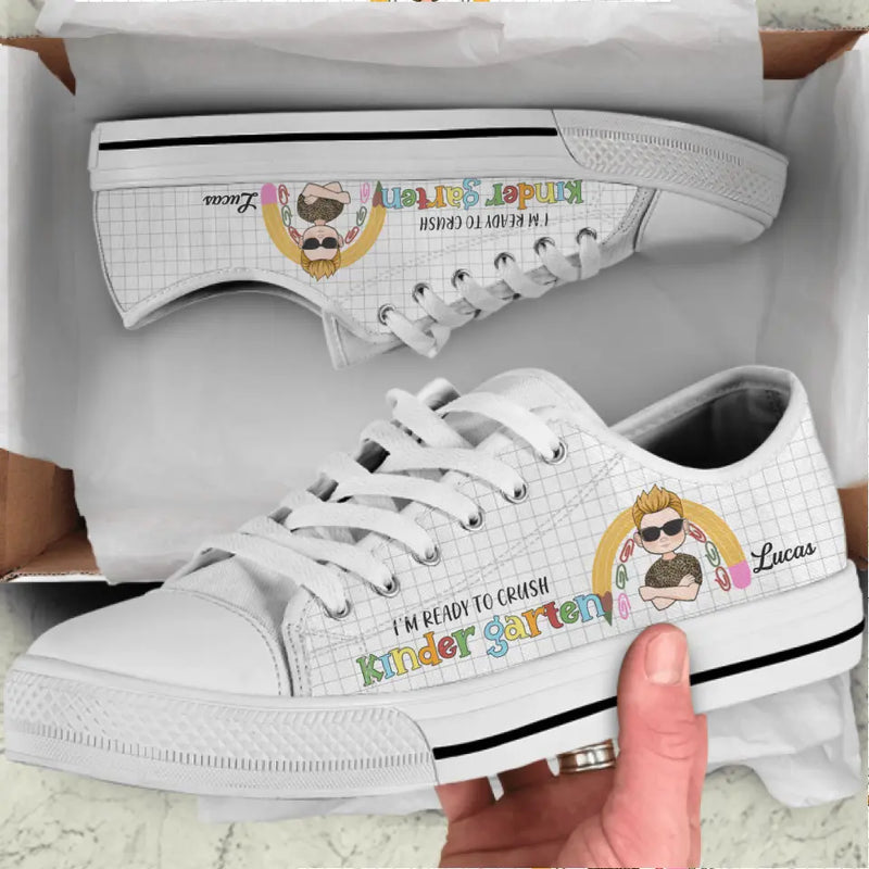 Personalized Kid Sneakers - Back-To-School/Birthday Gift for Kids - I'm Ready To Crush Kinder Garten