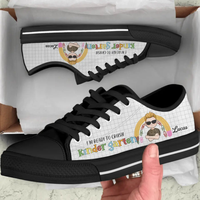 Custom Personalized Kid Sneakers - Back-To-School/Birthday Gift for Kids - I'm Ready To Crush Kinder Garten