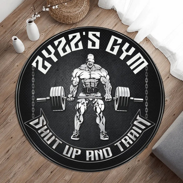 Personalized Muscle Man Round Rug - Gift Idea For Gym Fitness Lovers - Shut Up And Train