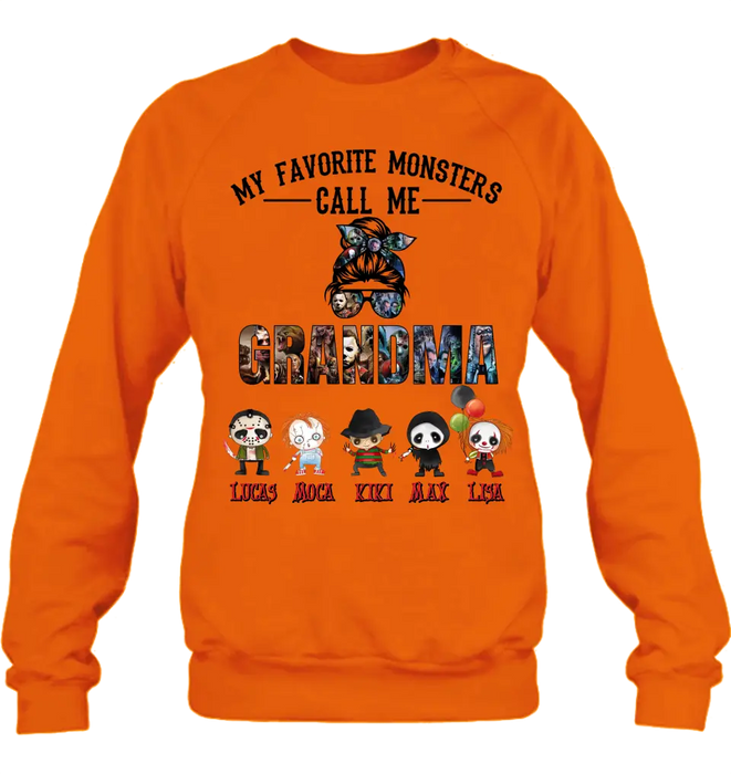 Personalized Halloween Shirt/Hoodie - Halloween Gift Idea for Halloween - Upto 5 Characters -  My Favorite Monsters Call Me Grandma