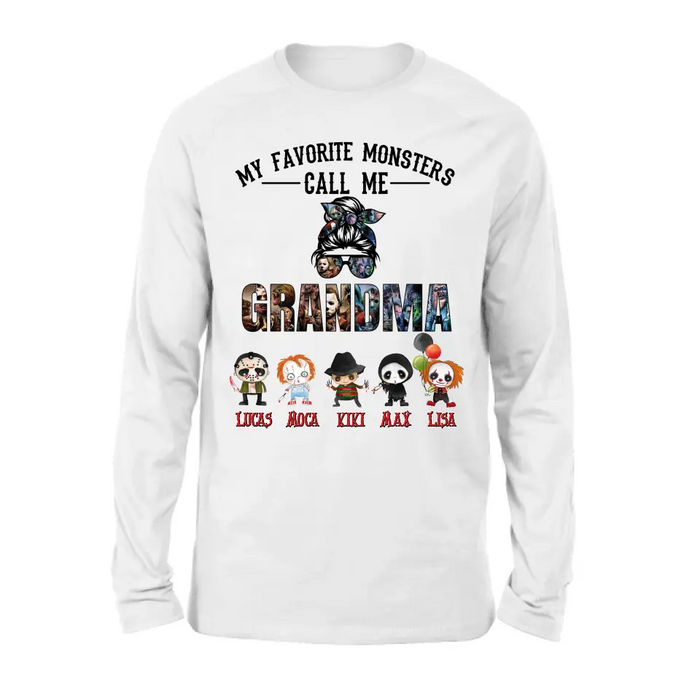 Personalized Halloween Shirt/Hoodie - Halloween Gift Idea for Halloween - Upto 5 Characters -  My Favorite Monsters Call Me Grandma