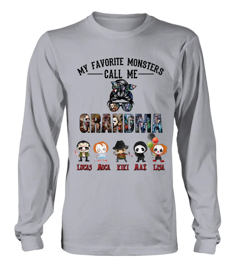 Personalized Halloween Shirt/Hoodie - Halloween Gift Idea for Halloween - Up to 5 Characters -  My Favorite Monsters Call Me Grandma