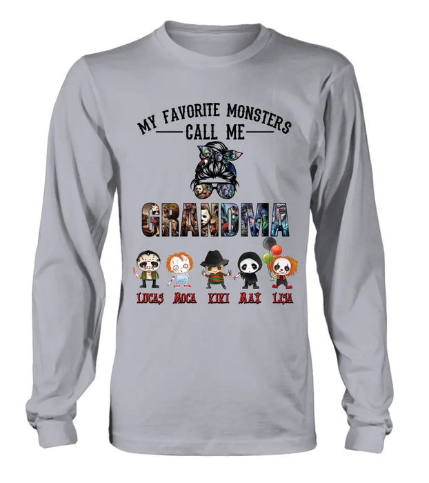 Personalized Halloween Shirt/Hoodie - Halloween Gift Idea for Halloween - Upto 5 Characters -  My Favorite Monsters Call Me Grandma