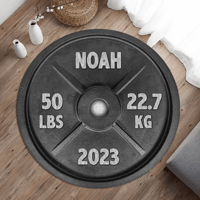 Custom Personalized Weight Round Rug - Gift Idea for Fitness/Lifting Weight Lovers