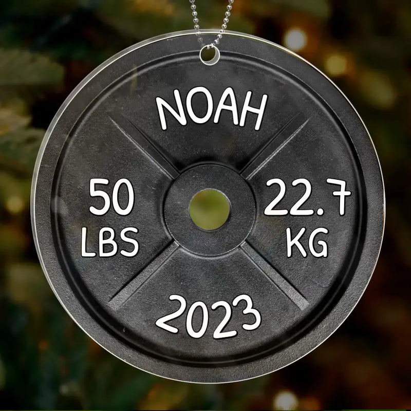 Personalized Weight Acrylic Ornament - Christmas Gift Idea for Fitness/Lifting Weight Lovers