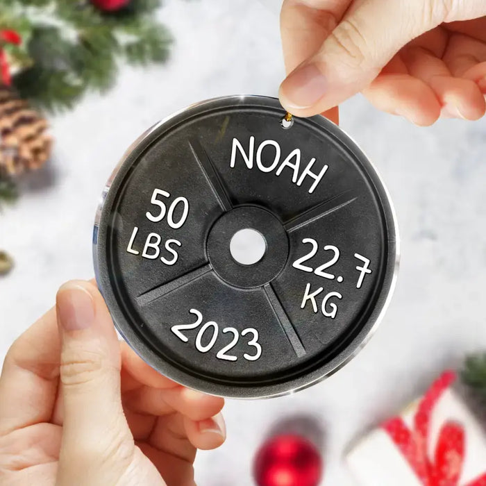 Custom Personalized Weight Acrylic Ornament - Christmas Gift Idea for Fitness/Lifting Weight Lovers